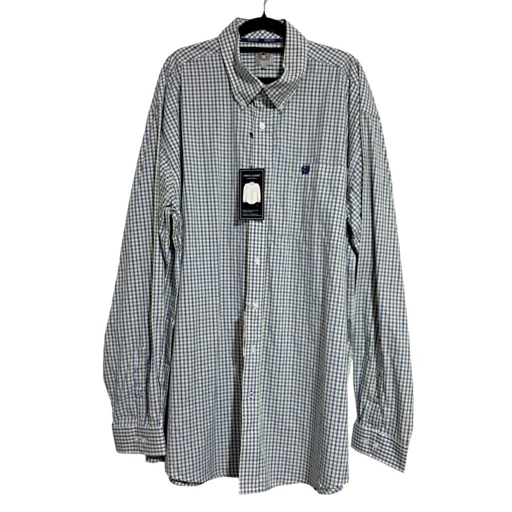NWT Cinch Classic Fit Plaid‎ Mens Button-Down Shirt XL Cowboy Western Work